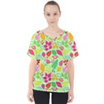 Flower Flora Floral Nature Pattern Seamless V-Neck Dolman Drape Top