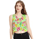 Flower Flora Floral Nature Pattern Seamless V-Neck Cropped Tank Top