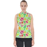 Flower Flora Floral Nature Pattern Seamless Mock Neck Shell Top