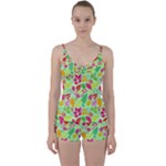 Flower Flora Floral Nature Pattern Seamless Tie Front Two Piece Tankini