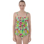 Flower Flora Floral Nature Pattern Seamless Twist Front Tankini Set