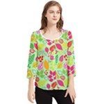 Flower Flora Floral Nature Pattern Seamless Chiffon Quarter Sleeve Blouse