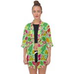 Flower Flora Floral Nature Pattern Seamless Open Front Chiffon Kimono