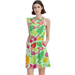 Cocktail Party Halter Sleeveless Dress With Pockets 