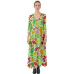 Flower Flora Floral Nature Pattern Seamless Button Up Boho Maxi Dress