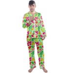 Flower Flora Floral Nature Pattern Seamless Men s Long Sleeve Satin Pajamas Set