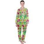 Flower Flora Floral Nature Pattern Seamless Women s Long Sleeve Satin Pajamas Set