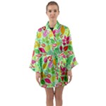 Flower Flora Floral Nature Pattern Seamless Long Sleeve Satin Kimono