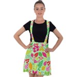 Flower Flora Floral Nature Pattern Seamless Velvet Suspender Skater Skirt