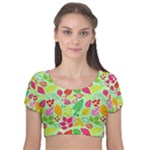 Flower Flora Floral Nature Pattern Seamless Velvet Short Sleeve Crop Top 