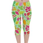 Flower Flora Floral Nature Pattern Seamless Velvet Capri Leggings 