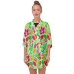 Flower Flora Floral Nature Pattern Seamless Half Sleeve Chiffon Kimono