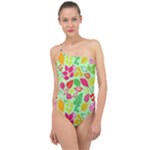 Flower Flora Floral Nature Pattern Seamless Classic One Shoulder Swimsuit