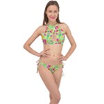 Flower Flora Floral Nature Pattern Seamless Cross Front Halter Bikini Set