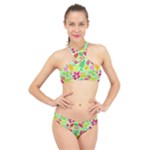 Flower Flora Floral Nature Pattern Seamless High Neck Bikini Set