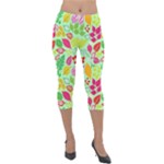 Flower Flora Floral Nature Pattern Seamless Lightweight Velour Capri Leggings 