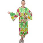 Flower Flora Floral Nature Pattern Seamless Maxi Velvet Kimono