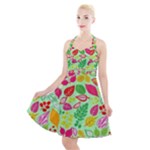 Flower Flora Floral Nature Pattern Seamless Halter Party Swing Dress 