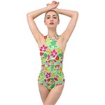 Flower Flora Floral Nature Pattern Seamless Cross Front Low Back Swimsuit