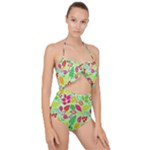 Flower Flora Floral Nature Pattern Seamless Scallop Top Cut Out Swimsuit