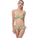 Flower Flora Floral Nature Pattern Seamless Twist Bandeau Bikini Set