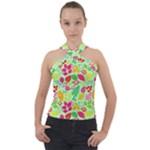 Flower Flora Floral Nature Pattern Seamless Cross Neck Velour Top