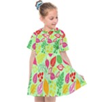 Flower Flora Floral Nature Pattern Seamless Kids  Sailor Dress