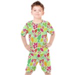 Flower Flora Floral Nature Pattern Seamless Kids  T-Shirt and Shorts Set