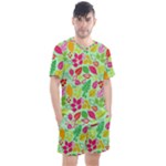 Flower Flora Floral Nature Pattern Seamless Men s Mesh T-Shirt and Shorts Set