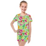 Flower Flora Floral Nature Pattern Seamless Kids  Mesh T-Shirt and Shorts Set