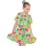 Flower Flora Floral Nature Pattern Seamless Kids  Short Sleeve Shirt Dress