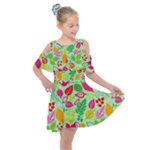 Flower Flora Floral Nature Pattern Seamless Kids  Shoulder Cutout Chiffon Dress