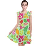 Flower Flora Floral Nature Pattern Seamless Tie Up Tunic Dress