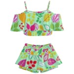 Flower Flora Floral Nature Pattern Seamless Kids  Off Shoulder Skirt Bikini