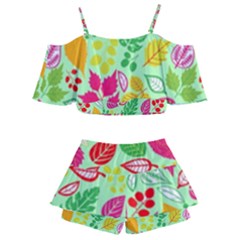 Kids  Off Shoulder Skirt Bikini 