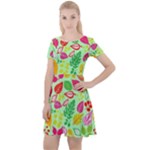 Flower Flora Floral Nature Pattern Seamless Cap Sleeve Velour Dress 