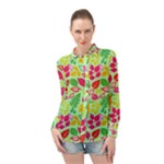 Flower Flora Floral Nature Pattern Seamless Long Sleeve Chiffon Shirt