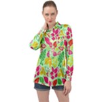 Flower Flora Floral Nature Pattern Seamless Long Sleeve Satin Shirt