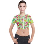 Flower Flora Floral Nature Pattern Seamless Short Sleeve Cropped Jacket