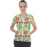 Flower Flora Floral Nature Pattern Seamless Short Sleeve Zip Up Jacket