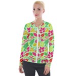 Flower Flora Floral Nature Pattern Seamless Velvet Zip Up Jacket