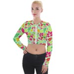 Flower Flora Floral Nature Pattern Seamless Long Sleeve Cropped Velvet Jacket