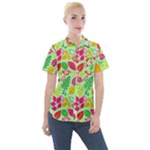 Flower Flora Floral Nature Pattern Seamless Women s Short Sleeve Pocket Shirt