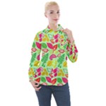 Flower Flora Floral Nature Pattern Seamless Women s Long Sleeve Pocket Shirt