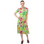 Flower Flora Floral Nature Pattern Seamless Keyhole Neckline Chiffon Dress