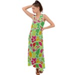 Flower Flora Floral Nature Pattern Seamless V-Neck Chiffon Maxi Dress