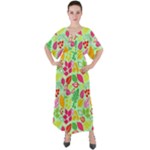 Flower Flora Floral Nature Pattern Seamless V-Neck Boho Style Maxi Dress