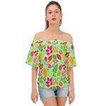 Flower Flora Floral Nature Pattern Seamless Off Shoulder Short Sleeve Top