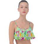 Flower Flora Floral Nature Pattern Seamless Frill Bikini Top