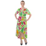 Flower Flora Floral Nature Pattern Seamless Front Wrap High Low Dress